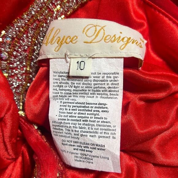 Alyce Designs Sexy Rhinestoned Long Formal Gown with Train Red Size 10 - Picture 6 of 7